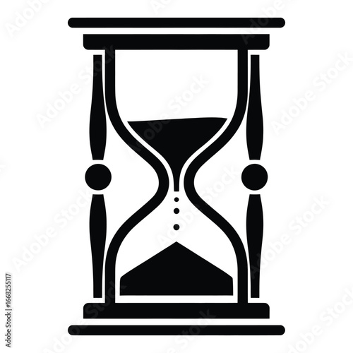 Black hourglass with sand falling through the middle time measurement