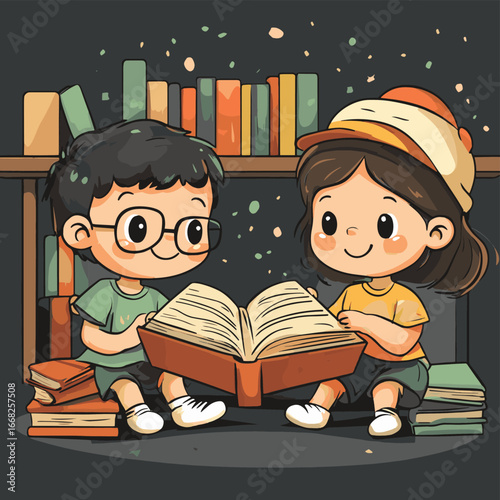 World book day. Kids are reading a book