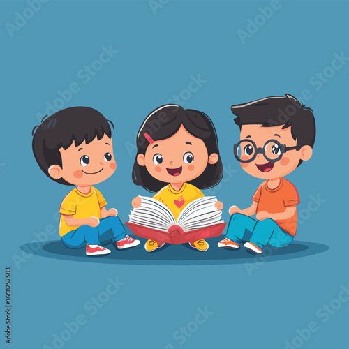 World book day. Kids are reading a book