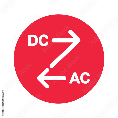 Direct and alternating current DC and AC convert symbol sign, vector illustration, isolate on gray background. DC to AC convert.
