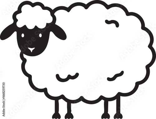 Cute sheep vector illustration - cartoon lamb clipart, farm animal graphic eps silhouette