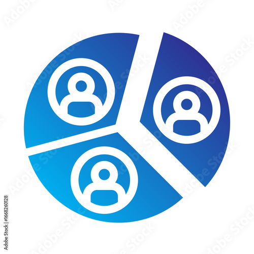 Stakeholder Flat Gradient Icon - Pie Chart Analysis