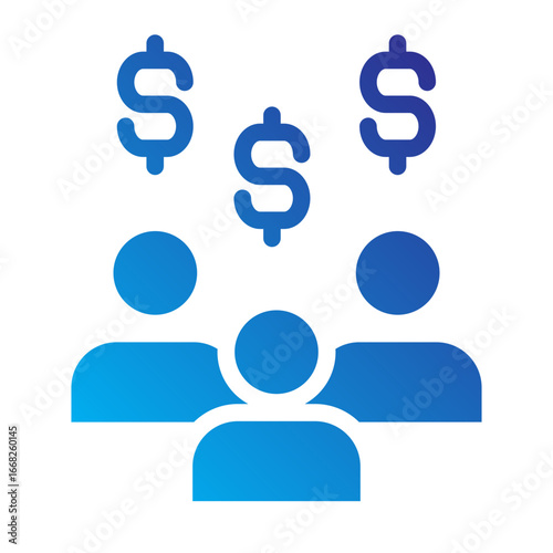 Stakeholder Flat Gradient Icon - Money Team