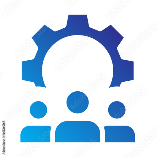 Stakeholder Flat Gradient Icon - Team with Gear