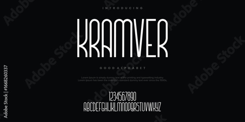 Kramver abstract modern urban alphabet fonts. Typography sport, simple, technology, fashion, digital, future creative logo font. vector illustration