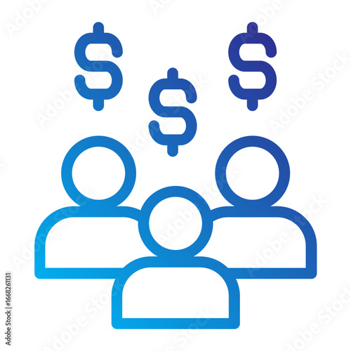 Stakeholder Line Gradient Icon - Money Team