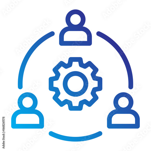 Stakeholder Line Gradient Icon - Gear Collaboration
