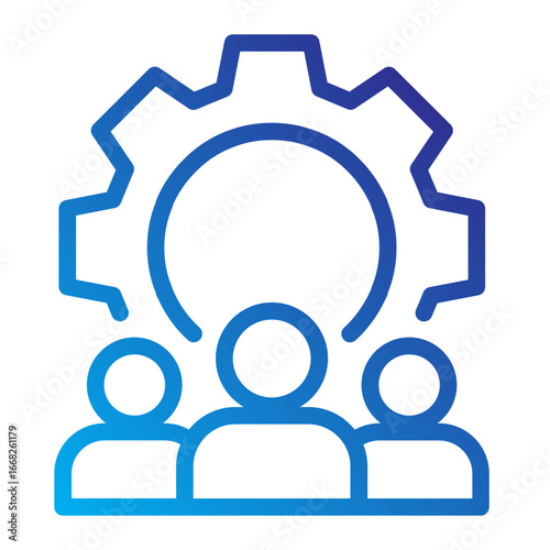 Stakeholder Line Gradient Icon - Team with Gear