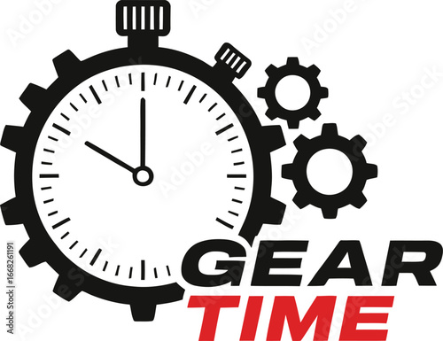 Automotive gear time concept showing mechanical clockwork with cogwheels for engineering solutions