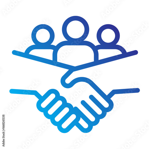 Stakeholder Line Gradient Icon - Handshake Partnership