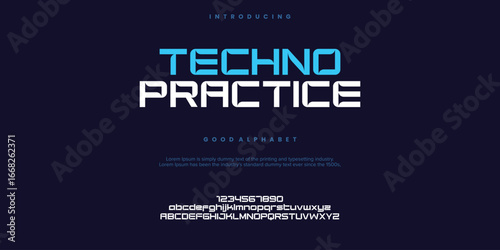 Techno Practice Sport Modern Future bold Alphabet Font. Typography urban style fonts for technology, digital, movie logo bold style. vector illustration