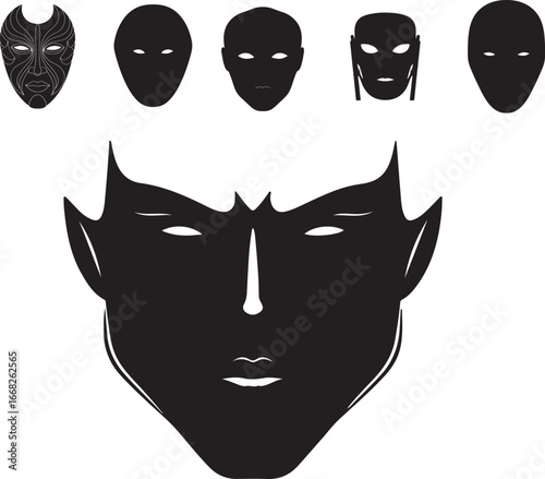 Shapes of face white background.