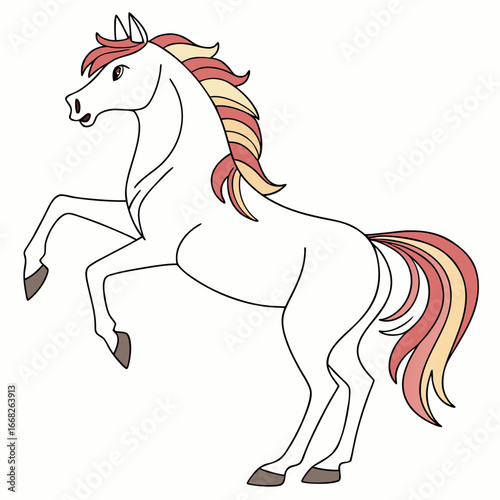 Beautiful horse standing on its hind legs