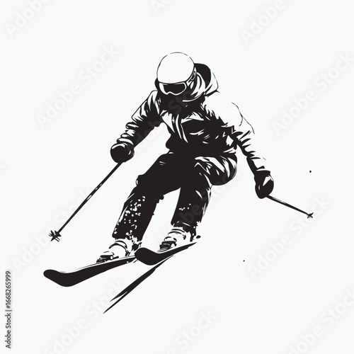 skier on a snowboard