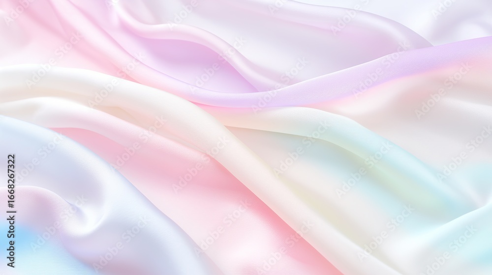 Fototapeta premium Plush felt fabric with a gradient of pastel colors—pink, purple, and yellow—boasting a soft texture that’s perfect for crafting cozy dresses or jackets, adding an elegant touch to clothing projects.