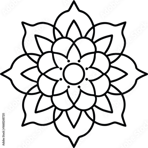Intricate mandala rangoli outline vector art decorative traditional indian floral pattern illustration