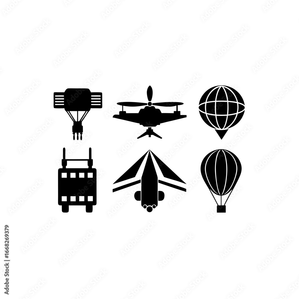 Fototapeta premium 6 different airborne vector monitoring device silh