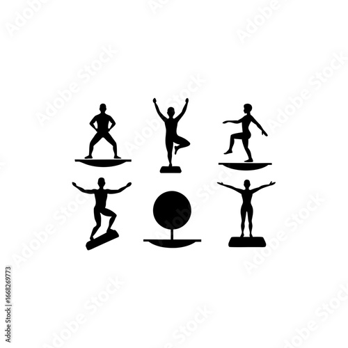 6 different balance training board silhouette vect