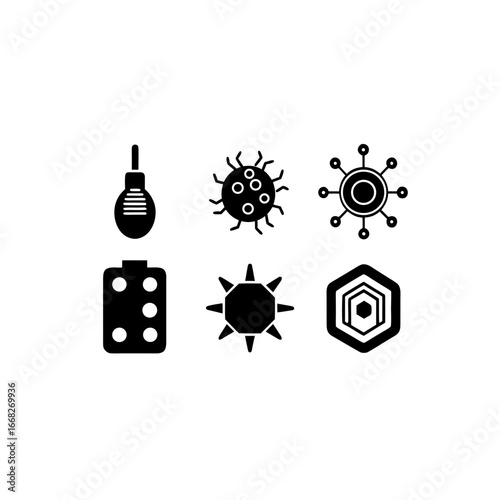6 different biosensor device silhouette vector ico