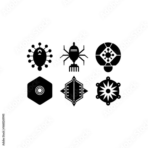 6 different bioengineering ai pod silhouette vecto