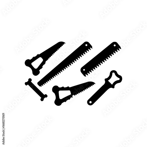 6 different bone saw silhouette vector icons set