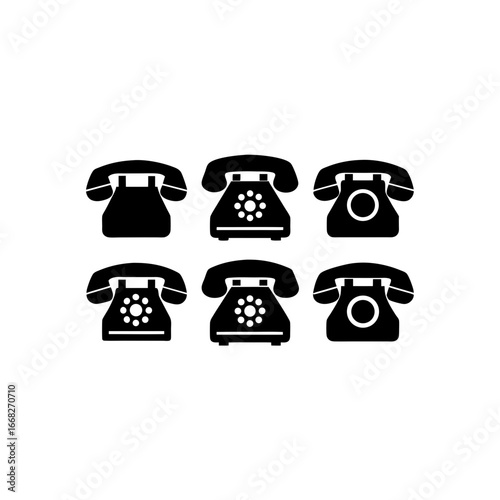 6 different conference phone silhouette vector ico