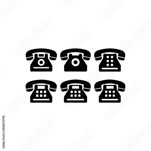 6 different conference phone silhouette vector ico