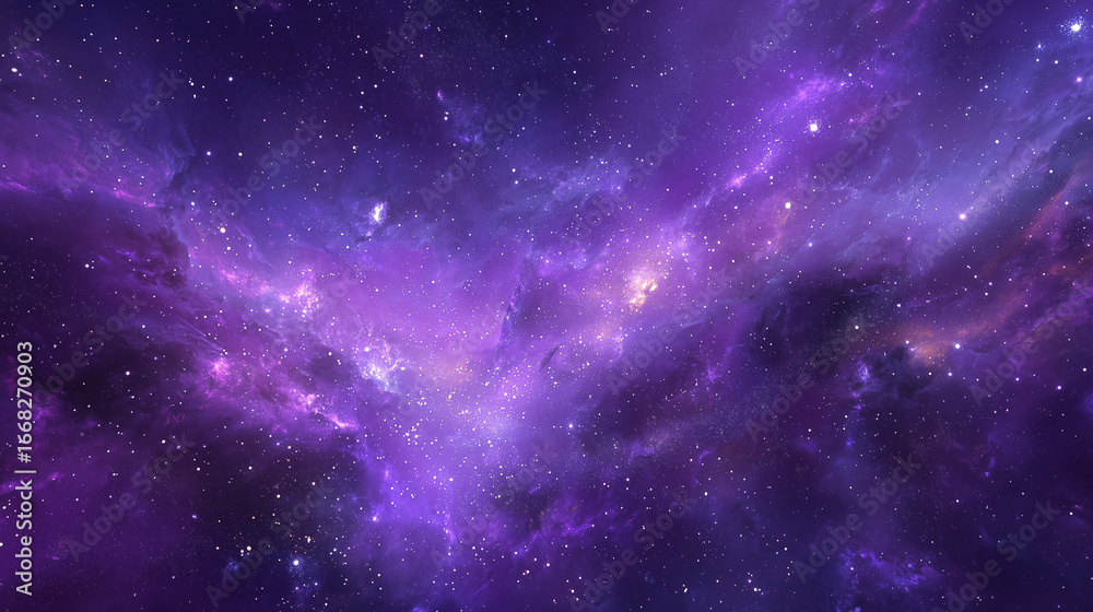Naklejka premium Vibrant Purple Galaxy Nebula Digital Illustration