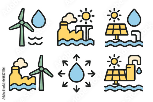 Renewable energy sources like wind turbines and solar panels for clean power generation and sustainability