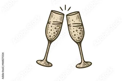 champagne glass on white background