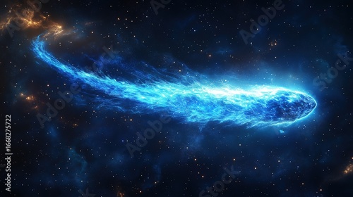Fototapeta Naklejka Na Ścianę i Meble -  Blue comet - like nebula in outer space