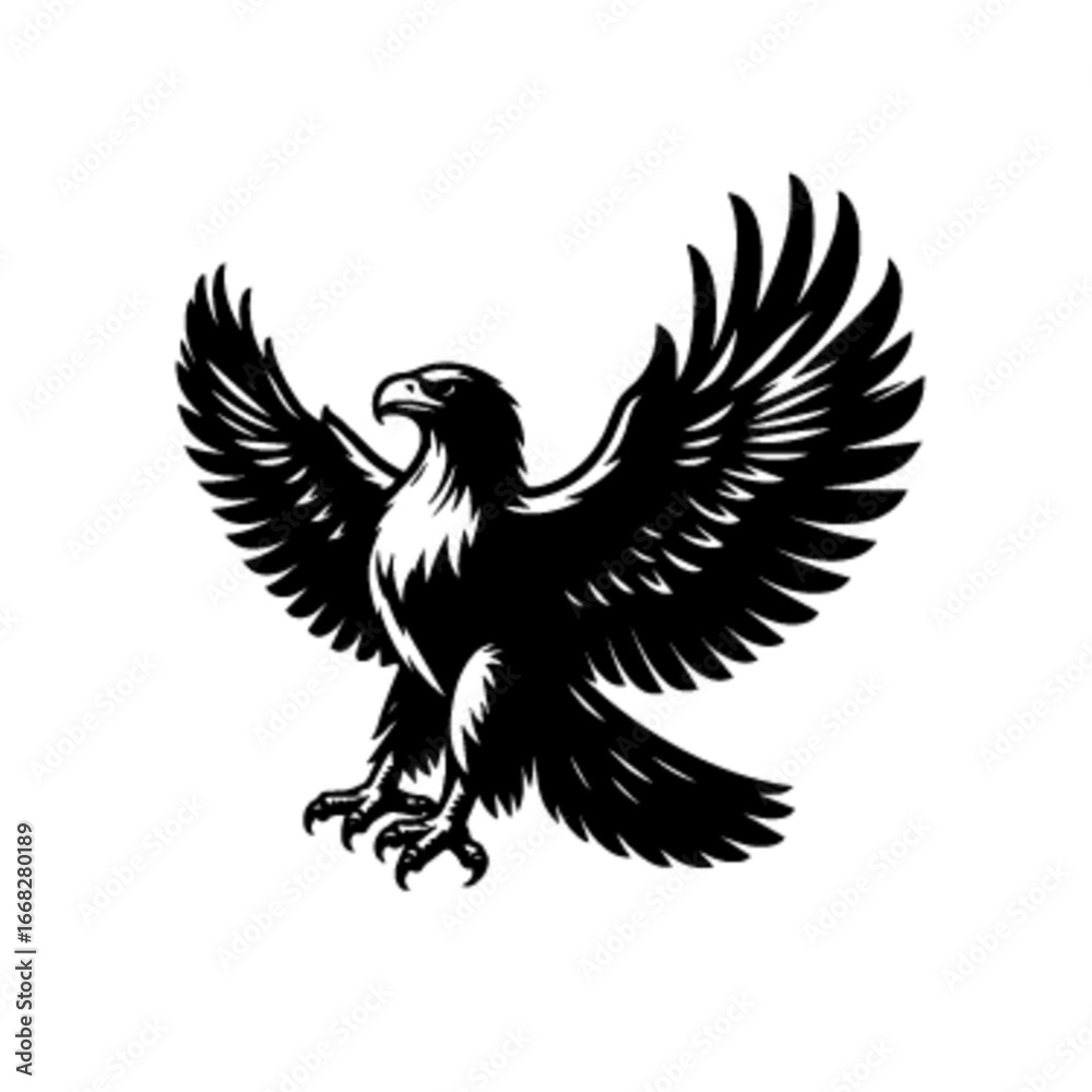 Obraz premium Powerful Flying Eagle Vector Artwork