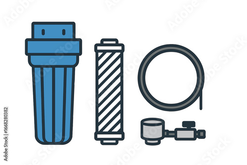 Water filter components for purification and plumbing systems