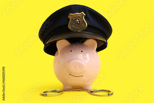 Piggy bank in policeman's h...