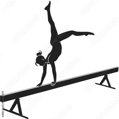Gymnast on balance beam silhouette