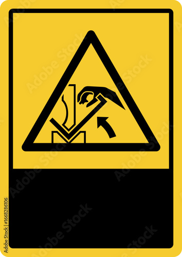 warning safety signs_warning ; hand crushing between press brake and material your custom message here portrait size a4/a3/a2/a1 v2 