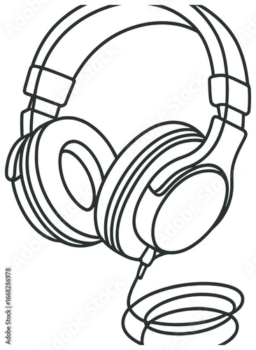 Stylish line art headphones vector | minimalistic audio accessory illustration for music lovers