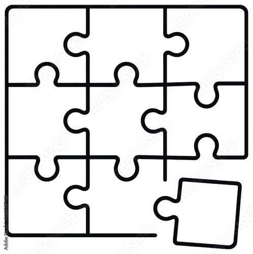 Puzzle piece vector: symbolizing missing connection, completeness, and solution concept