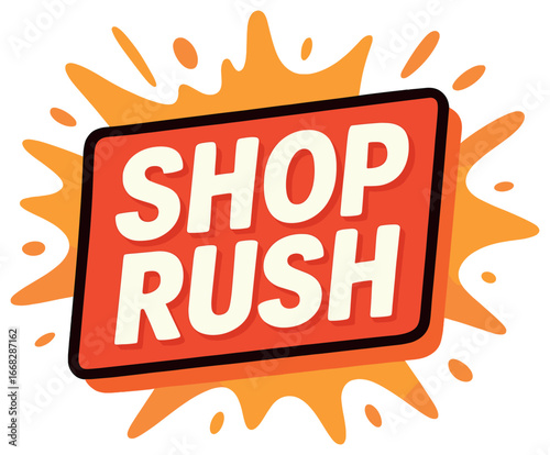 Shopping frenzy vector: shop rush sign design for black friday and holiday sales promotion