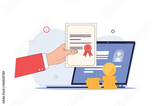 Illustrating the successful acquisition of financial aid through online application and approval processes