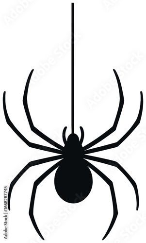 Hanging spider vector illustration - halloween design element for spooky seasonal decor
