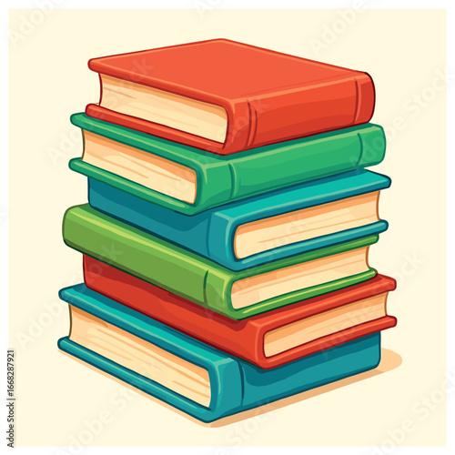 Colorful book stack illustration vector - vibrant reading and education concept art