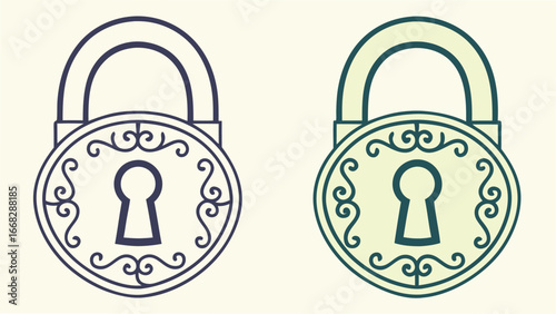 Ornate Padlock Icons in Blue and Green security safety