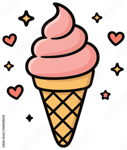 Whimsical ice cream cone vector art for summer celebrations and sweet treat designs