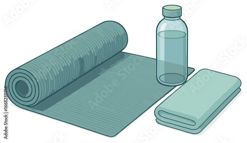 Tranquil yoga setup vector: essentials for meditation, relaxation, and wellness practice