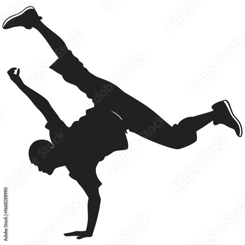 Street dancer mid-spin silhouette