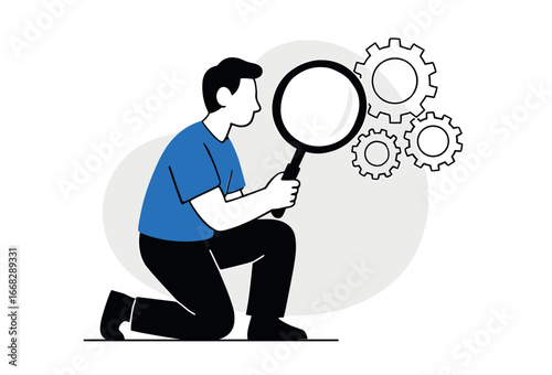 Investigative exploration - detective analysis concept vector for research and inquiry