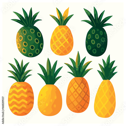 Pineapple vector art: vibrant, colorful designs for tropical style and summer decor
