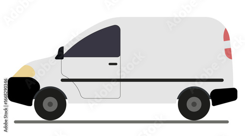 Illustration of a small cargo van for delivering goods. Simple modern vehicle.
