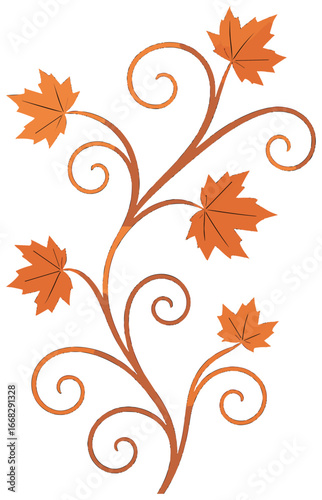 Autumn leaves vector: festive fall vine design for thanksgiving and seasonal celebrations